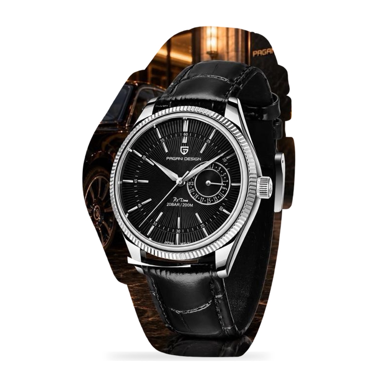 PAGANI DESIGN PD-1689 V3 QUARTZ — Đen Viền Bạc