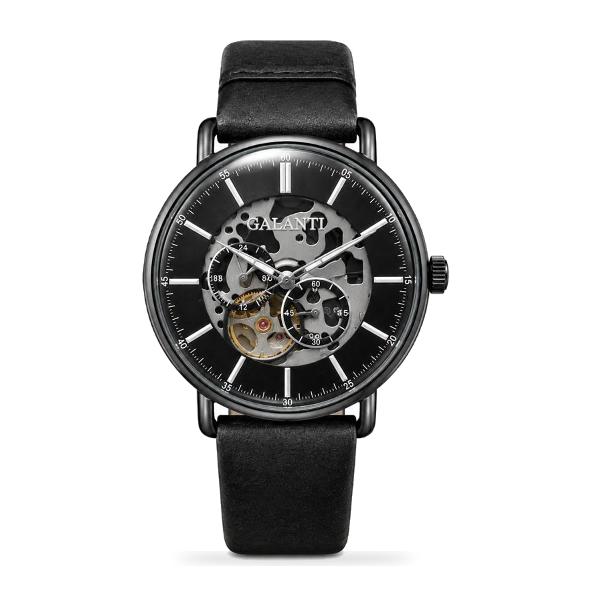 GALANTI S007M LUXURY SPORT — Mặt Đen Dây Da Bò Đen